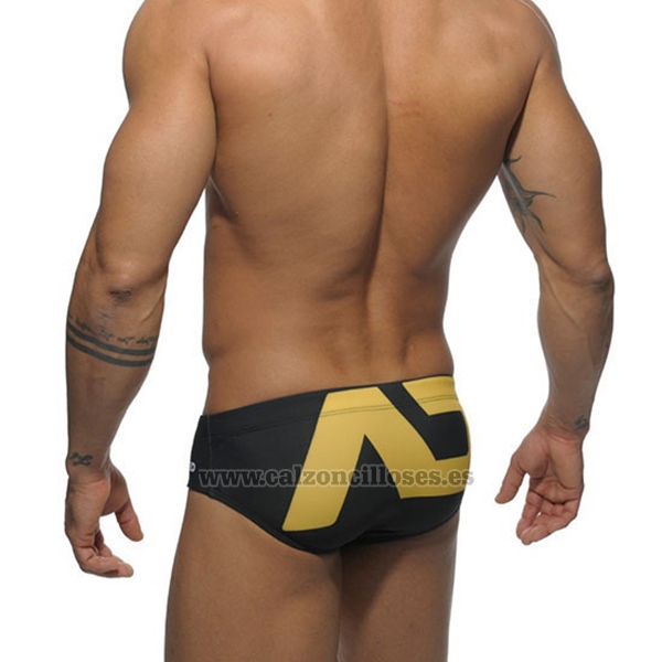 Slip Natacion Addicted Hombre Negro Amarillo 